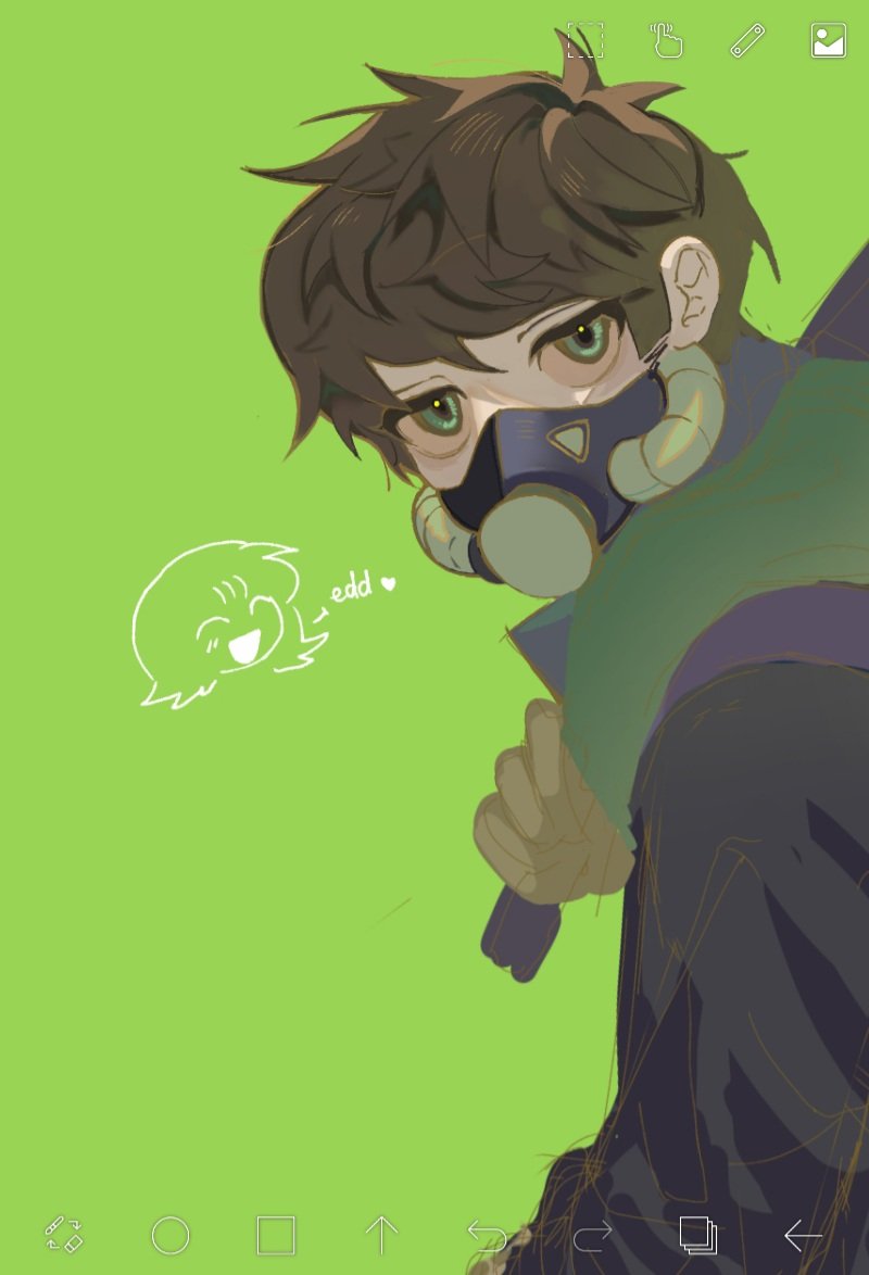 1boy, adapted_costume, animification, antenna_hair, art_program_in_frame, black_coat, brown_hair, coat