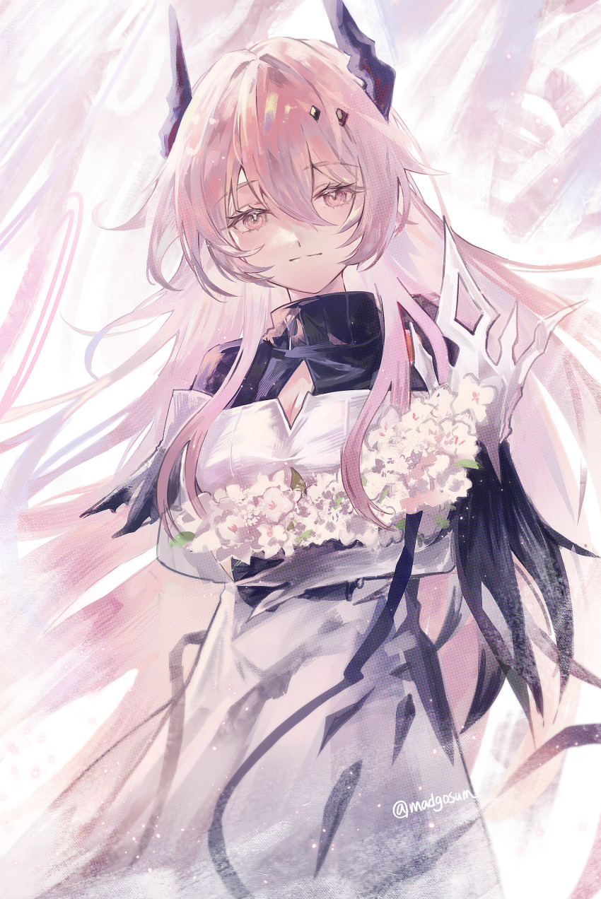 1girl, :|, absurdres, arknights, breasts, cleavage_cutout, closed_mouth, clothing_cutout