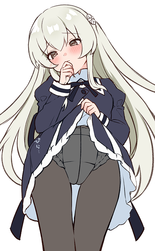 1girl, assault_lily, black_ribbon, black_skirt, blush, brcl7777, brown_eyes, brown_pantyhose