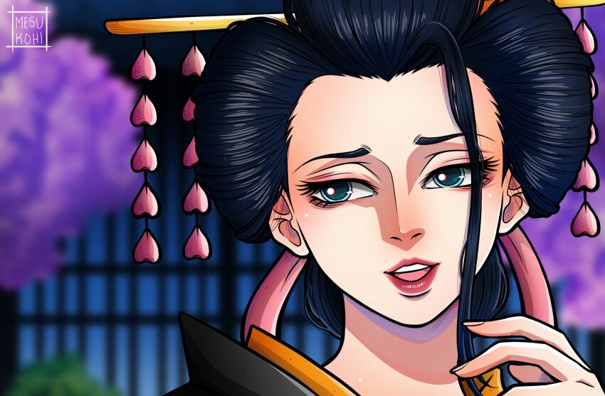 1girl, 2023, artist_name, black_hair, blue_eyes, blue_hair, commentary, eyelashes