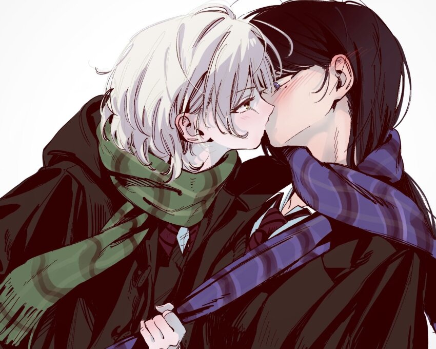 12thfog, 2girls, bang_dream!, bang_dream!_it's_mygo!!!!!, black_coat, blush, brown_hair, coat