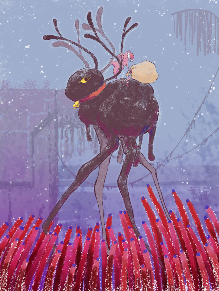 absurdres, bell, choker, commentary, cowbell, creature, dated, english_commentary