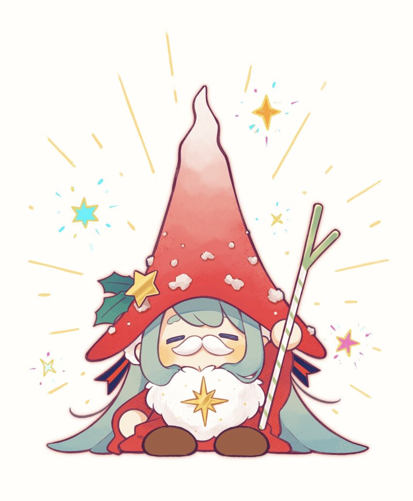 1girl, ball_hands, blush_stickers, brown_shoes, chibi, chibi_only, closed_eyes, commentary