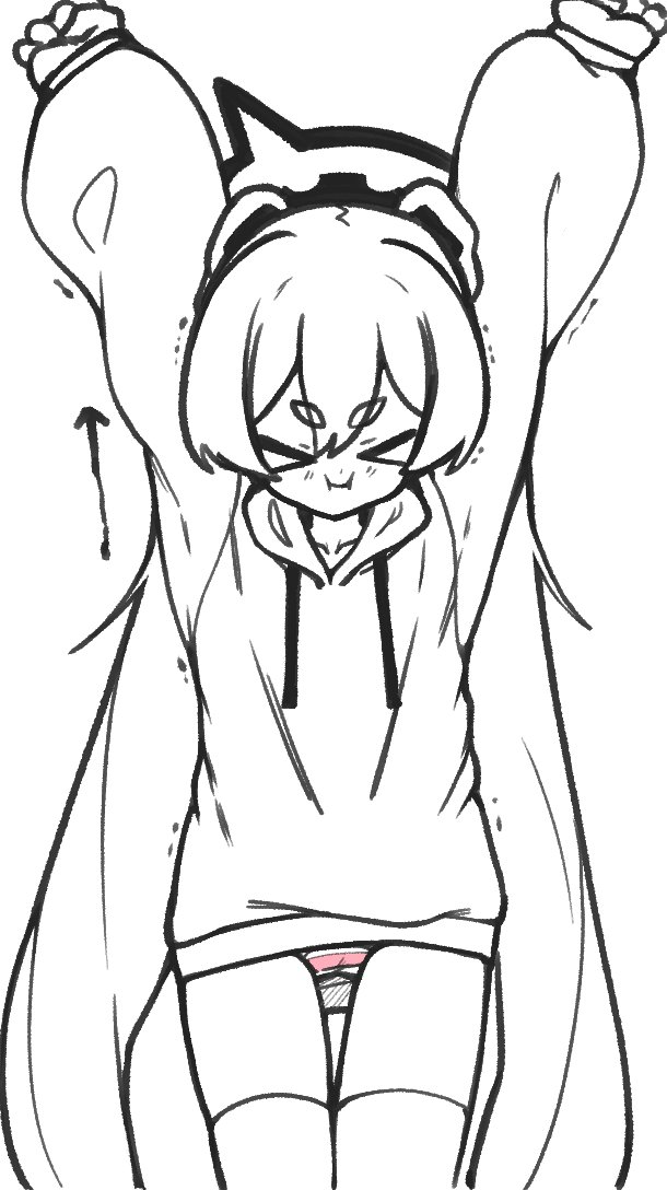 >_<, 0dot001hz, 1girl, alternate_costume, arms_up, arrow_(symbol), blue_archive, closed_eyes