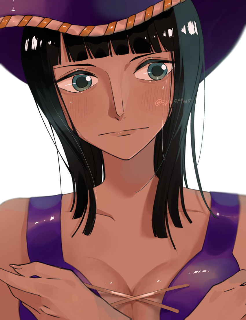 1girl, 2022, absurdres, artist_name, bare_shoulders, black_hair, blue_eyes, blunt_bangs