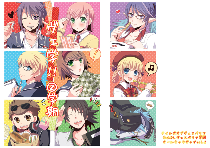 !, 00s, 4boys, 4girls, ^^^, ^_^, alternate_costume, alternate_hairstyle