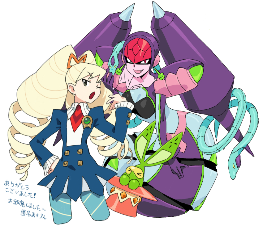 armor, bad_id, bad_twitter_id, blonde_hair, blue_dress, blue_pantyhose, bow, dress