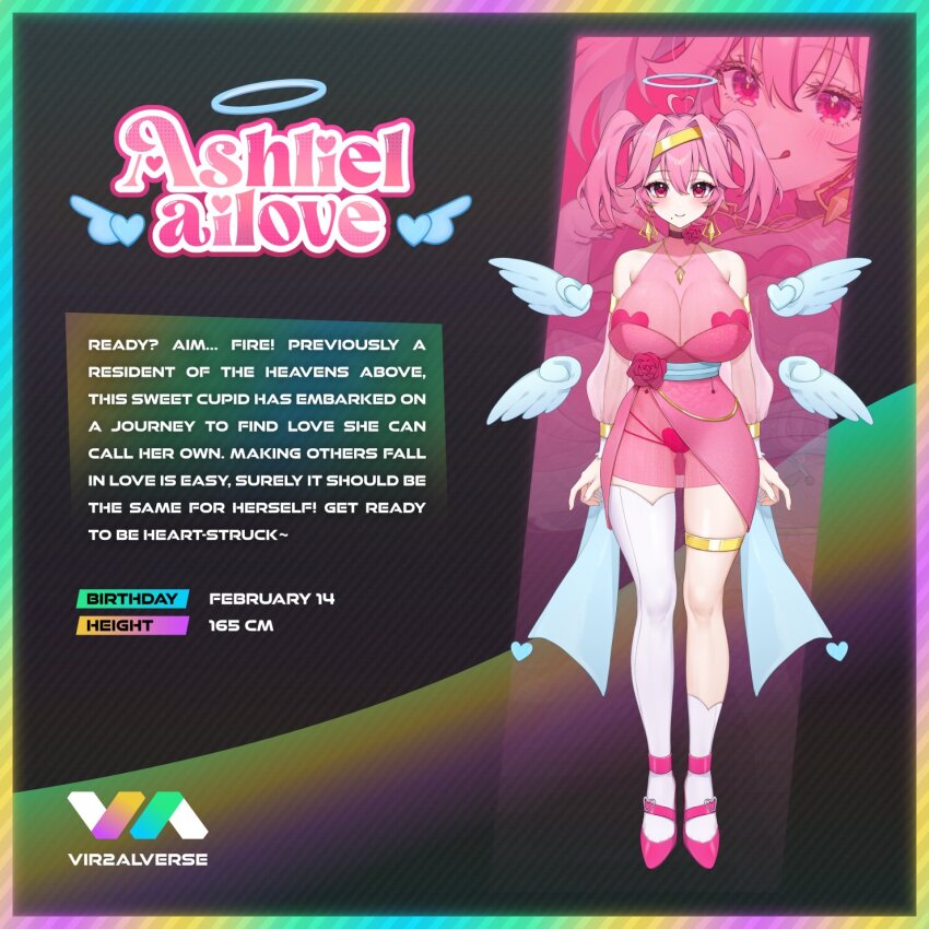 1girl, ahoge, angel, armband, artliel, ashliel_ailove, asymmetrical_legwear, blue_sash