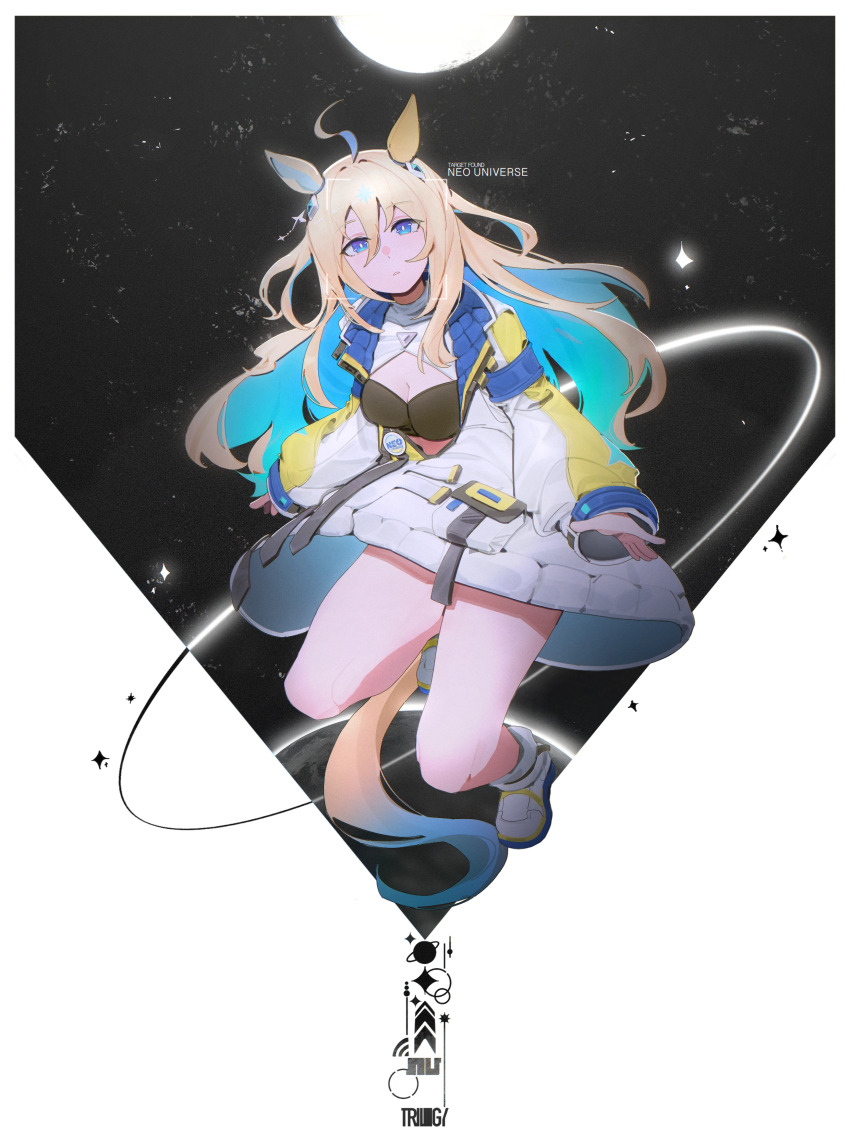 1girl, absurdres, ahoge, animal_ears, bare_legs, blonde_hair, blue_eyes, breasts