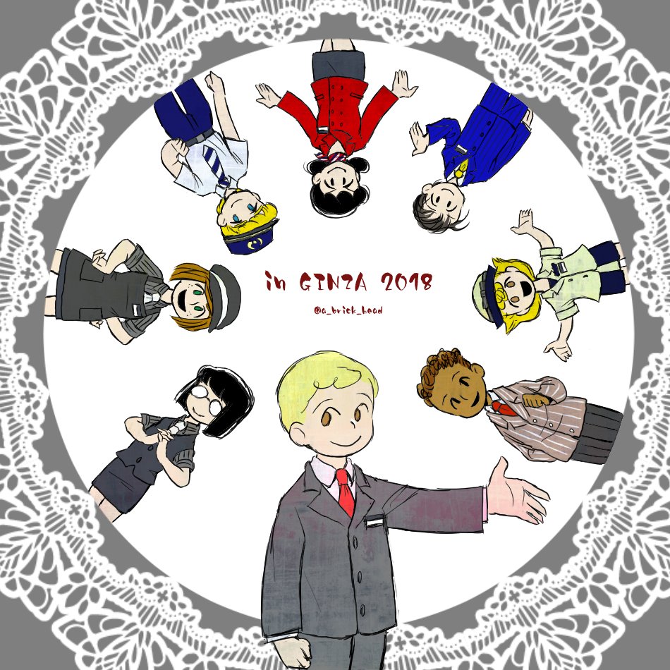 4boys, 4girls, black_hair, blonde_hair, brother_and_sister, brown_hair, business_suit, charlie_brown