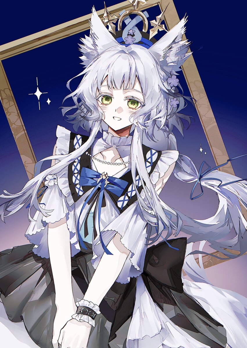 1girl, animal_ear_fluff, animal_ears, arknights, bochishiraita, cat_ears, cat_girl, dress