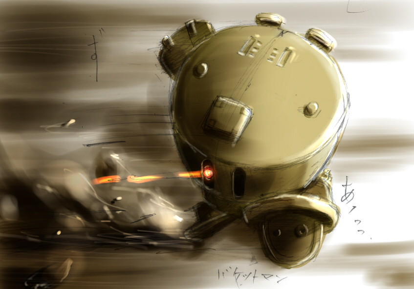 dust, from_above, glowing, machinery, no_humans, non-humanoid_robot, q.ko-chan, qu00b7ko-chan