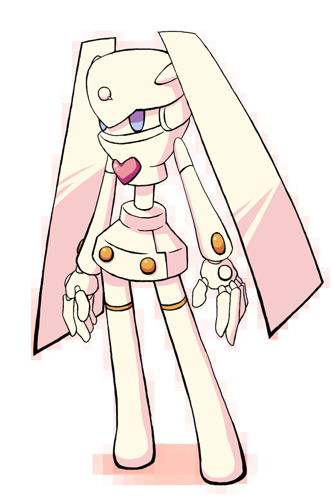 1girl, blue_eyes, heart, q·ko-chan, q.ko, q.ko-chan, robot, white_background