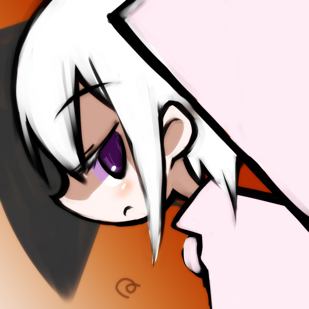 1girl, :<, female_focus, mot_(anticycle), purple_eyes, q.ko, q.ko-chan, qu00b7ko-chan