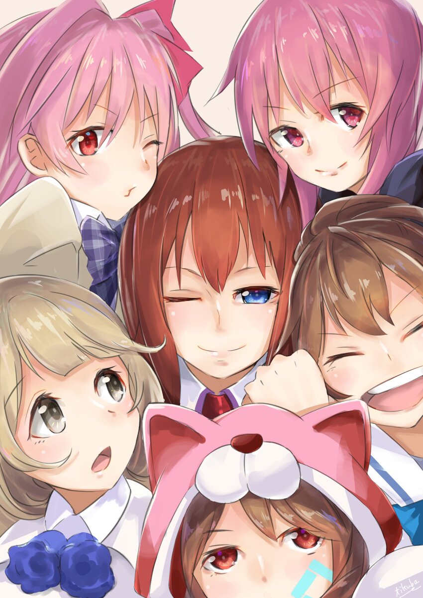 6+girls, absurdres, aizaki_momo, anonymous;code, brown_eyes, brown_hair, chaos;child, chaos;head