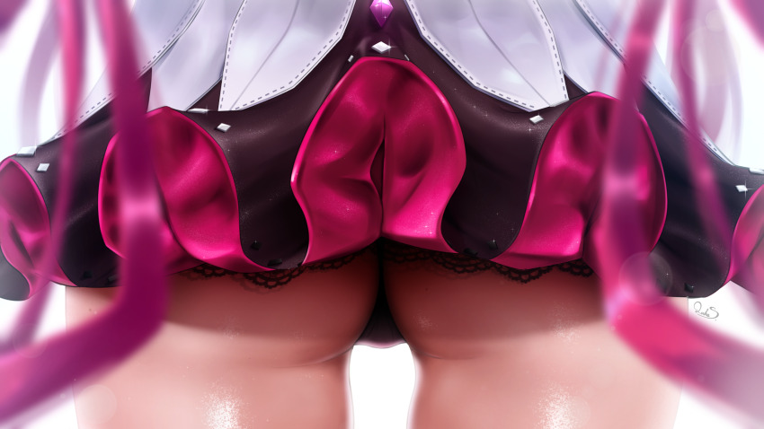 1girl, ass, ass_focus, close-up, commentary, dress, english_commentary, from_behind