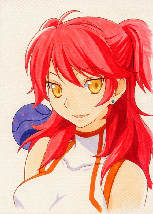 00s, 1girl, bad_haro, earrings, freckles, gundam, gundam_00, jewelry