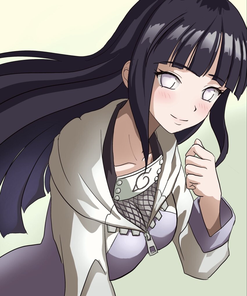 1girl, blush, breasts, cleavage, closed_mouth, commentary_request, highres, hyuuga_hinata