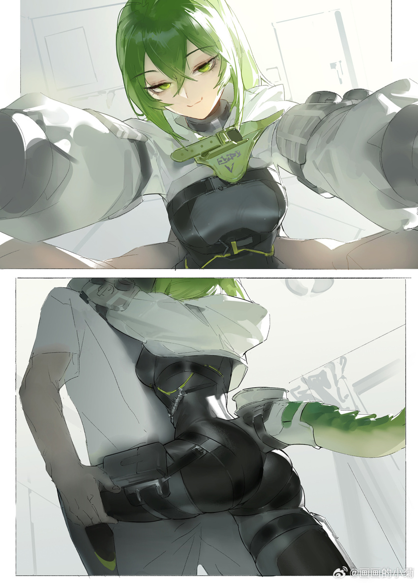 1girl, arknights, arknights:_endfield, cao_xiaojv, fluorite_(arknights), green_hair, green_tail, highres, snake_girl, tagme