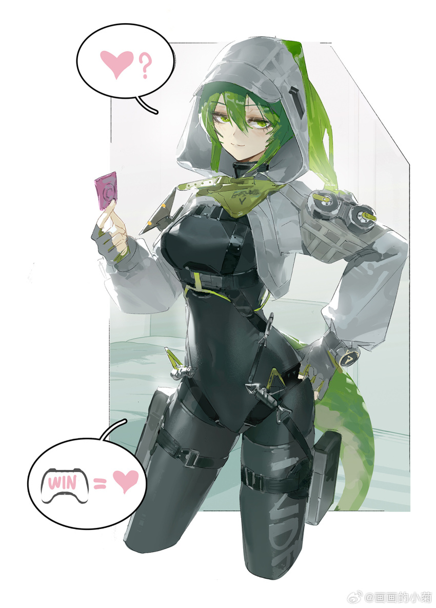 1girl, arknights, arknights:_endfield, cao_xiaojv, fluorite_(arknights), green_hair, green_tail, highres, snake_girl, tagme