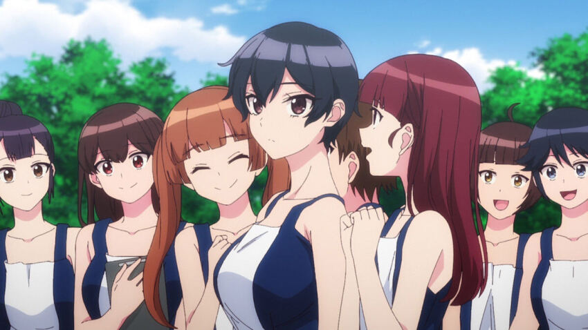 black_hair, brown_eyes, gym_uniform, kokonoe_aki, kokonoe_aki_(modaete_yo_adam-kun), outdoors, school_uniform, short_hair