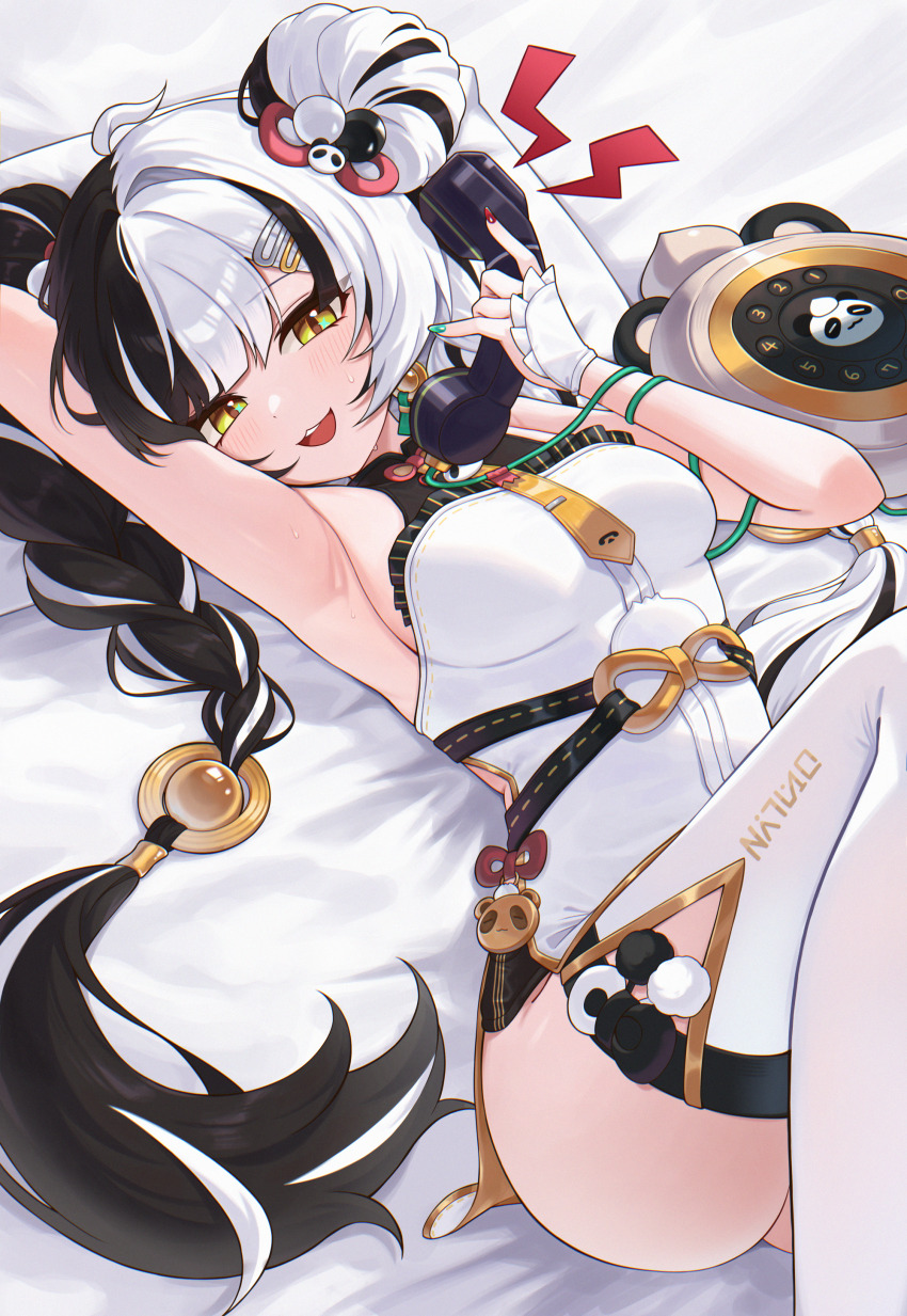 1girl, absurdres, black_hair, braid, breasts, commentary, dialyn_(zenless_zone_zero), dress