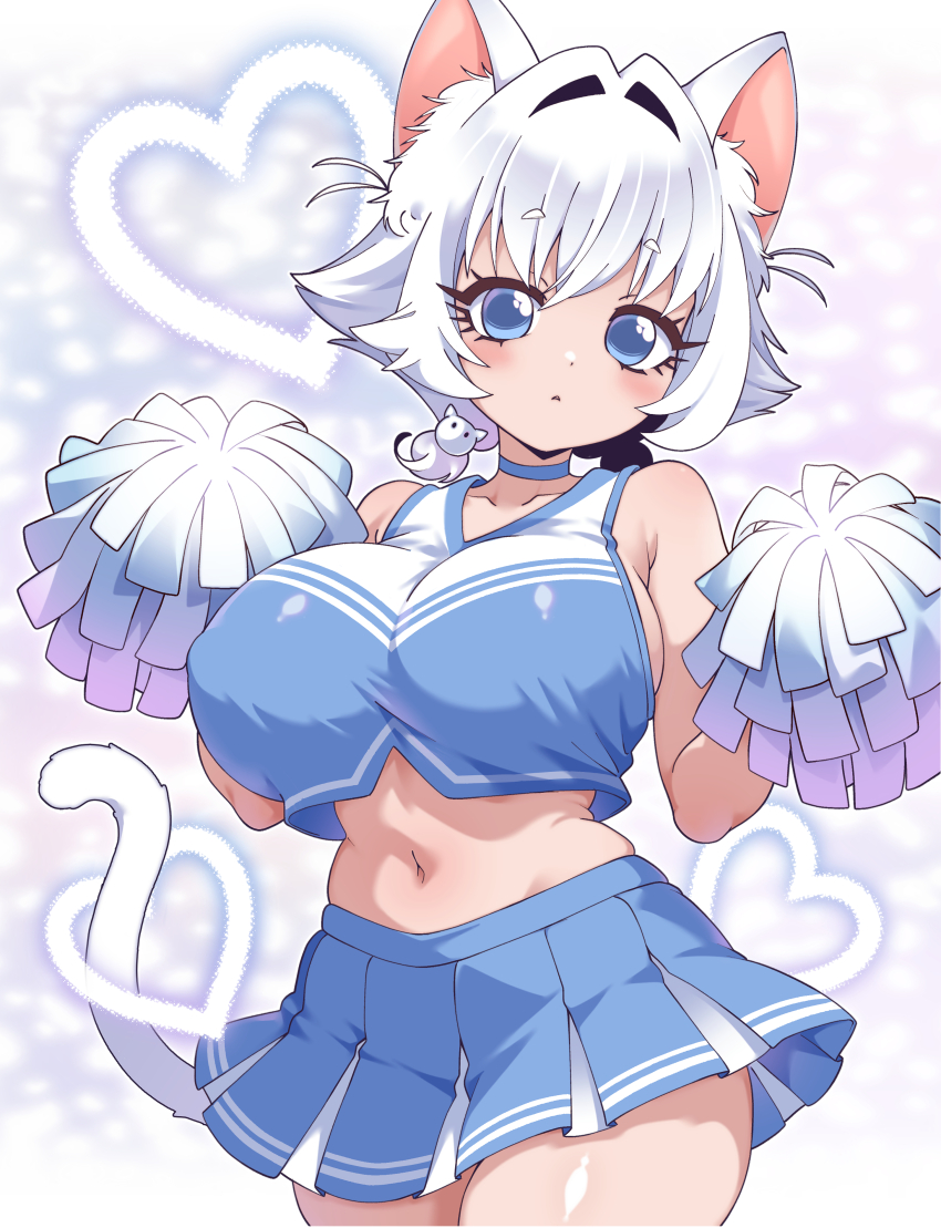 1girl, absurdres, animal_ear_fluff, animal_ears, bare_arms, bare_shoulders, bilingual_commentary, blue_choker