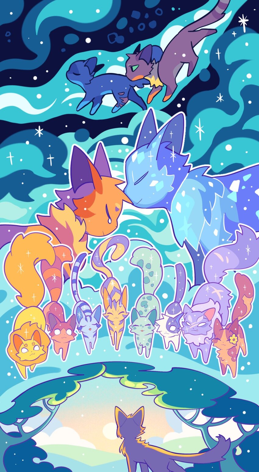 ^_^, animal, animal_focus, bluestar_(warrior_cats), brindleface, brown_cat, cat, cinderpelt