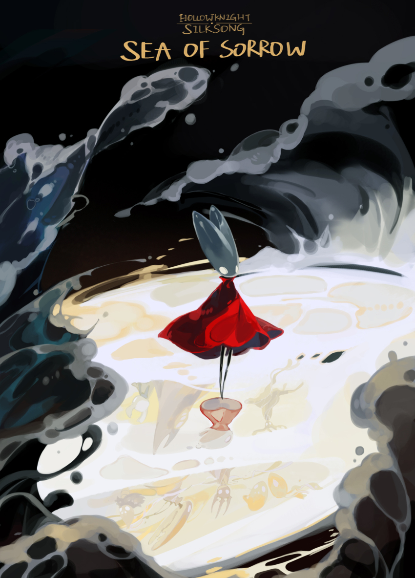 aged_down, arthropod_girl, black_skin, blankowalska, character_request, cloak, colored_skin, copyright_name