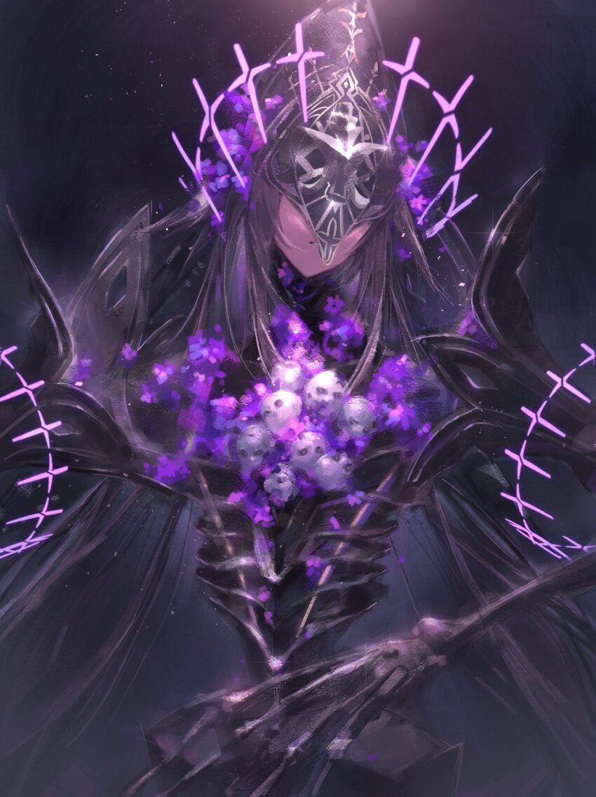 1girl, alternate_form, bad_end, black_background, brown_hair, commentary, crown, english_commentary