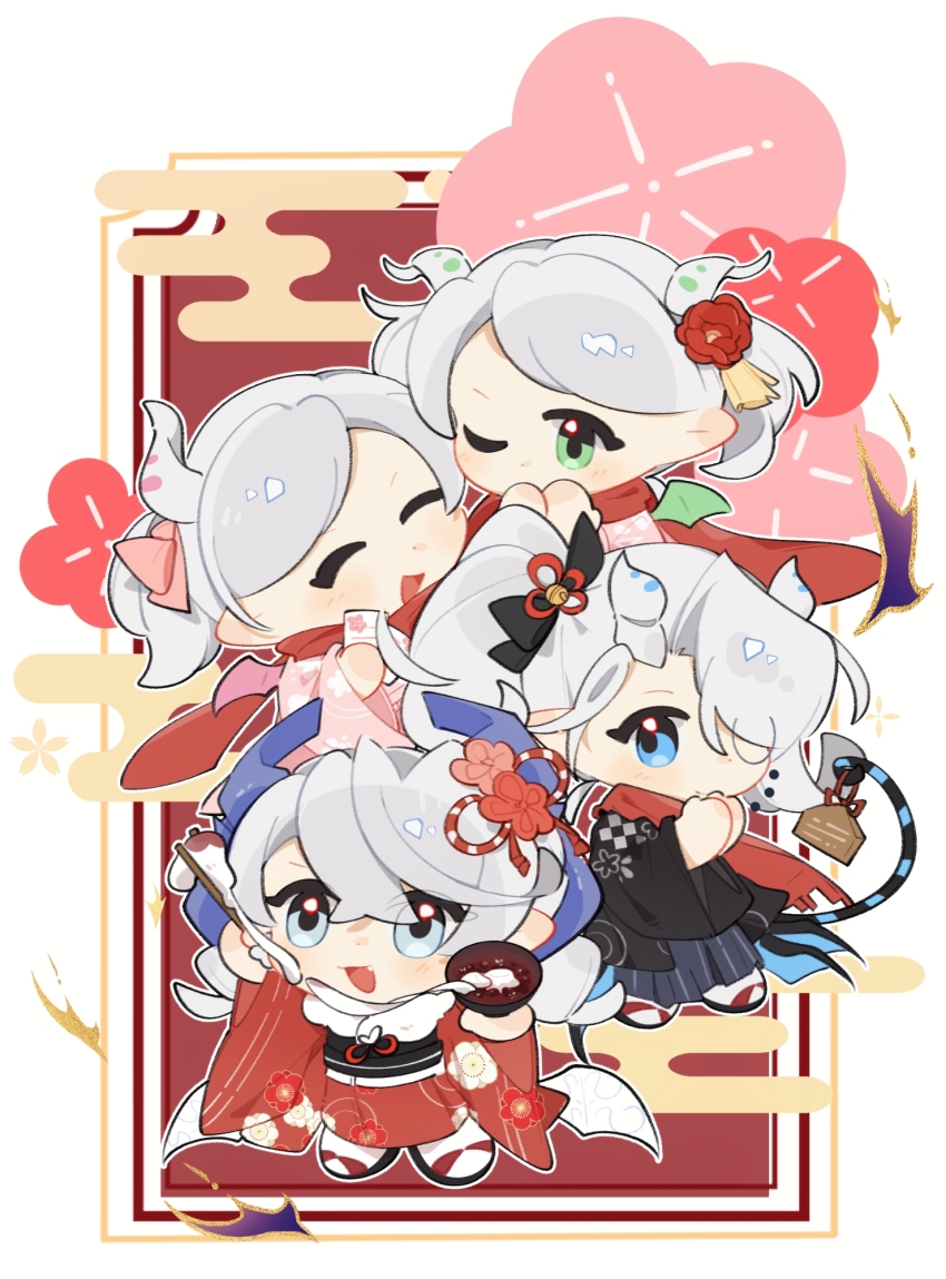 arianna_the_labrynth_servant, ariane_the_labrynth_servant, arias_the_labrynth_butler, blonde_hair, blue_eyes, chibi, chibi_only, demon_girl