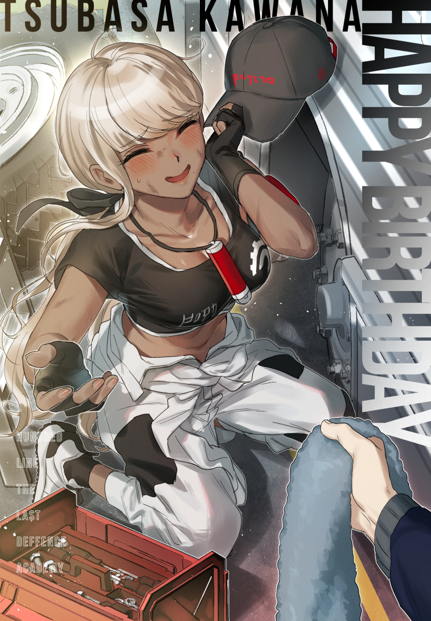 1girl, black_bow, black_gloves, black_hat, blonde_hair, blush, bow, breasts