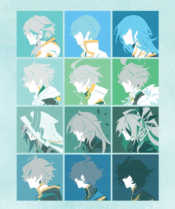 6+boys, ahoge, ainchase_ishmael, apostasia_(elsword), arme_thaumaturgy_(elsword), black_hair, blue_hair, bluhen_(elsword)