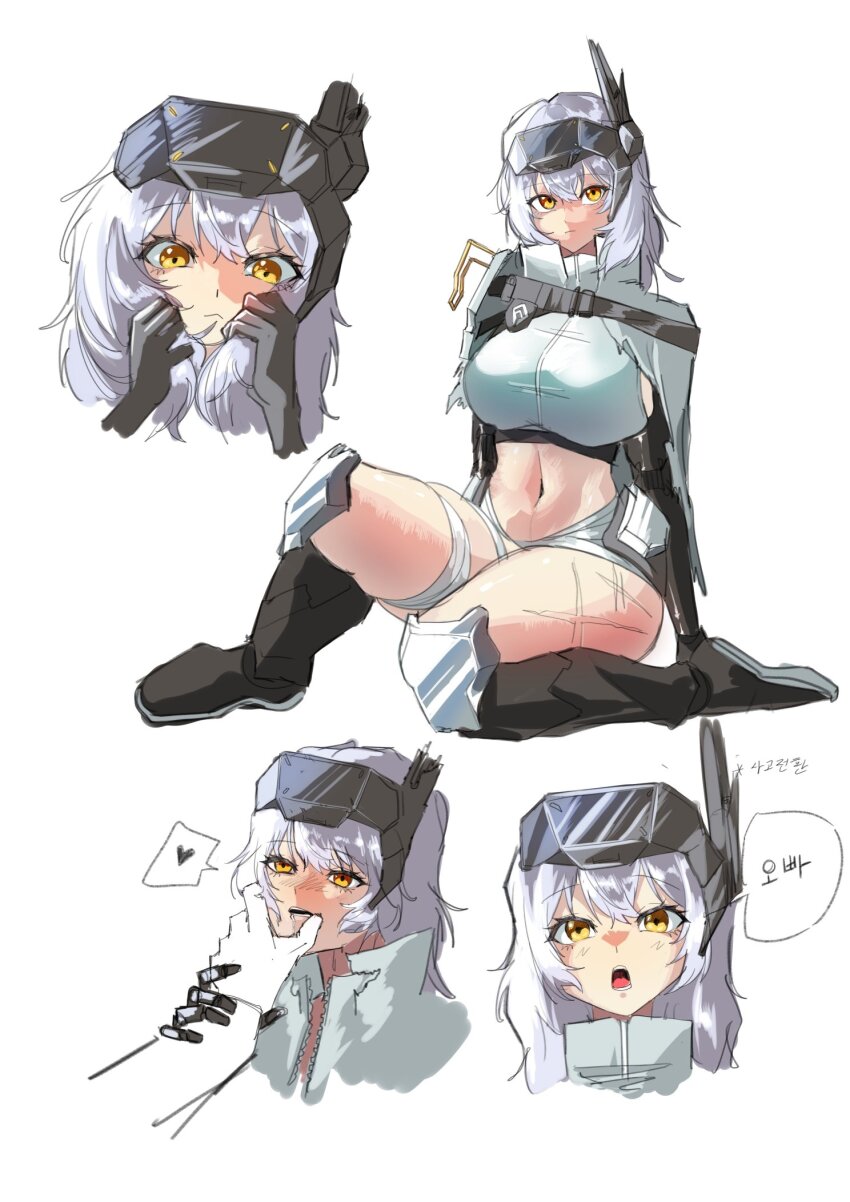 1girl, breasts, cloak, disembodied_hand, full_body, goddess_of_victory:_nikke, hashtag-only_commentary, head-mounted_display