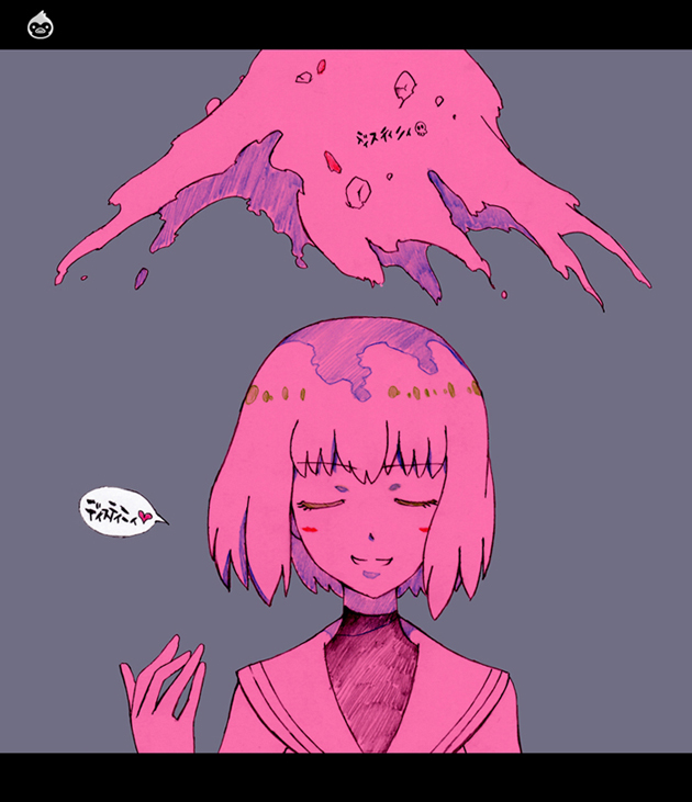 10s, 1girl, bad_id, bad_pixiv_id, blunt_bangs, closed_eyes, female_focus, grey_background