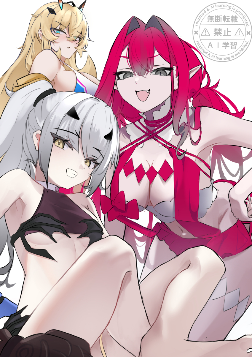 3girls, absurdres, armpits, baobhan_sith_(fate), baobhan_sith_(swimsuit_pretender)_(first_ascension)_(fate), bare_shoulders, barghest_(fate), barghest_(swimsuit_archer)_(final_ascension)_(fate)