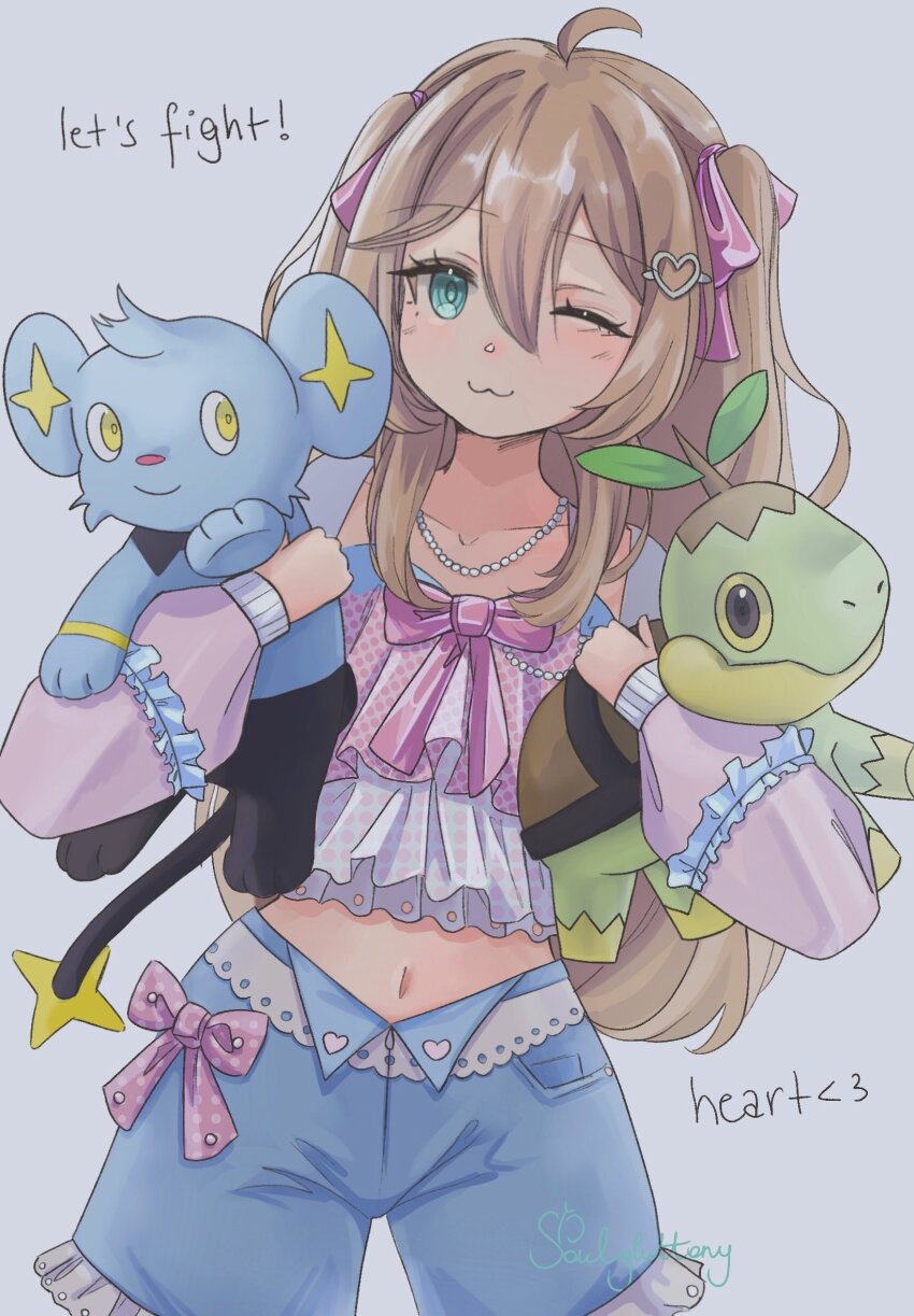 1girl, :3, ahoge, alternate_costume, animal, artist_name, blue_eyes, bow