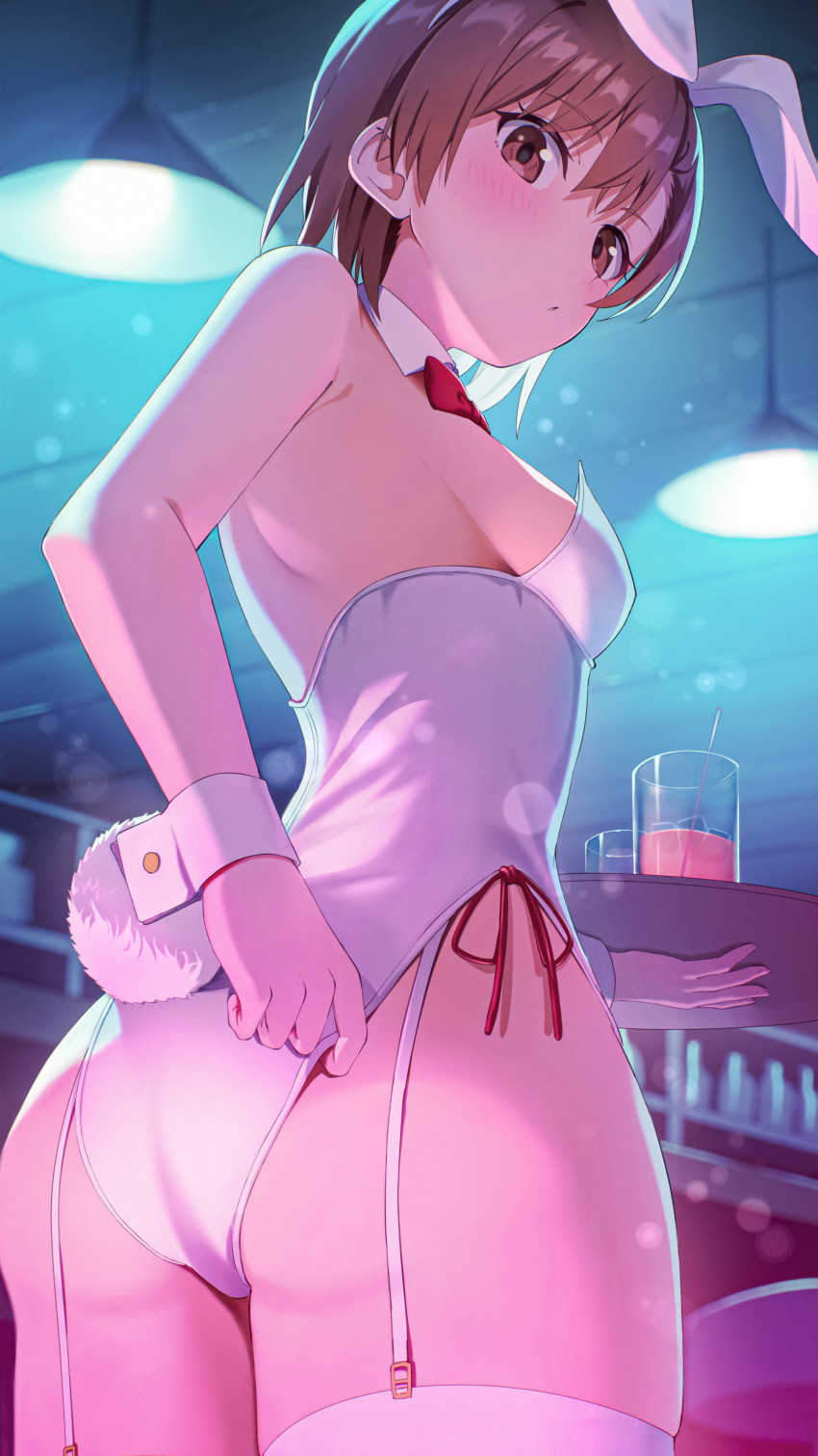 1girl, absurdres, animal_ears, ass, barcode, bare_shoulders, breasts, brown_eyes