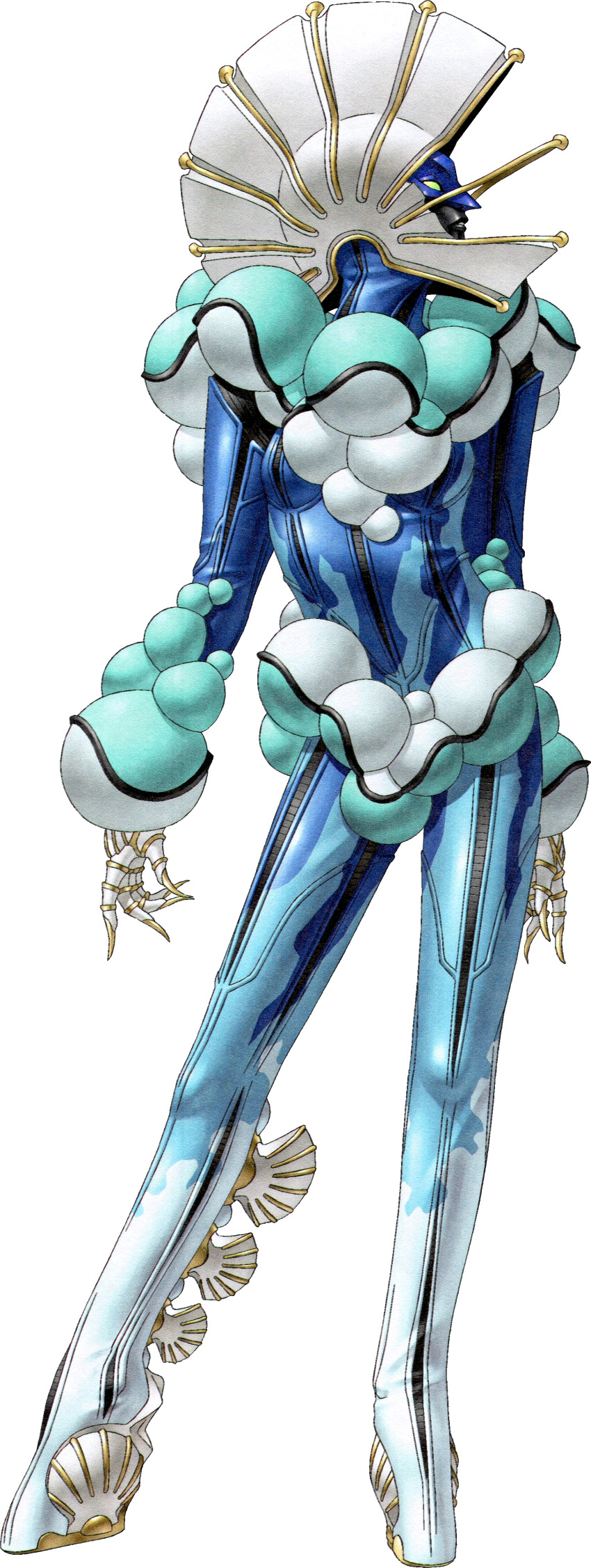 1girl, absurdres, black_skin, colored_skin, full_body, helmet, highres, kazuma_kaneko