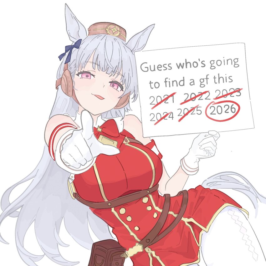 1girl, animal_ears, armband, belt_pouch, blunt_bangs, bow, bowtie, breasts