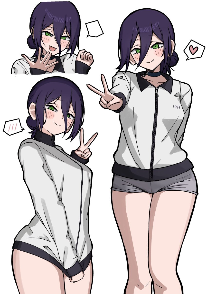 1girl, absurdres, aguxxxuu, black_choker, blank_speech_bubble, breasts, chainsaw_man, choker