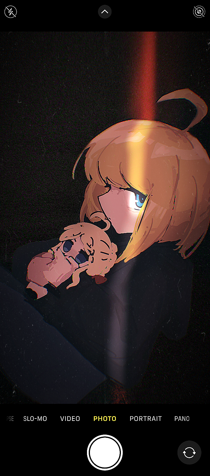 1girl, 8chan, a1binos1ug, ahoge, animification, black_background, black_hoodie, black_pants