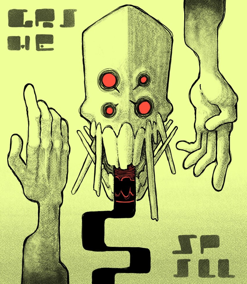 creature, extra_eyes, highres, original, red_eyes, spilling, zals