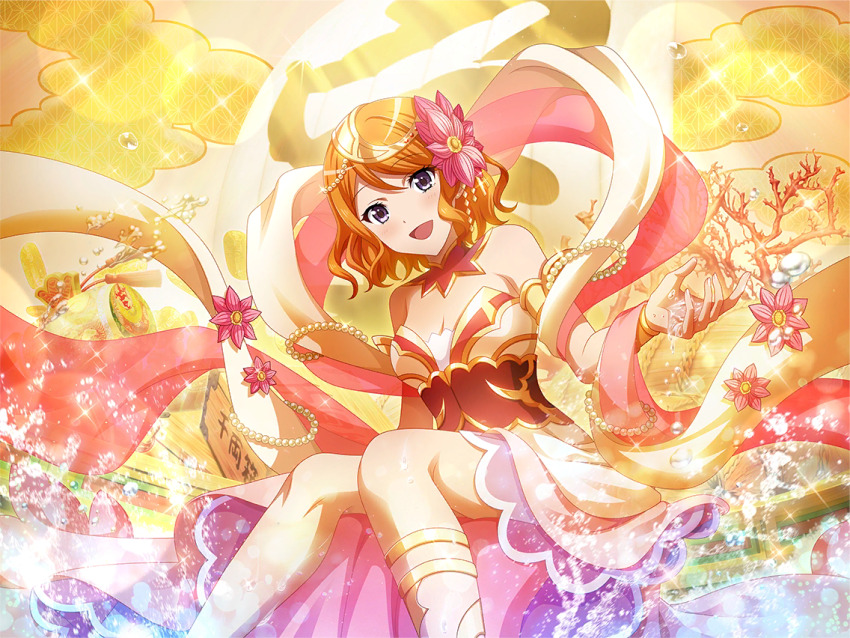 1girl, benzaiten_(mythology), benzaiten_(mythology)_(cosplay), blush, breasts, cleavage, cosplay, dress