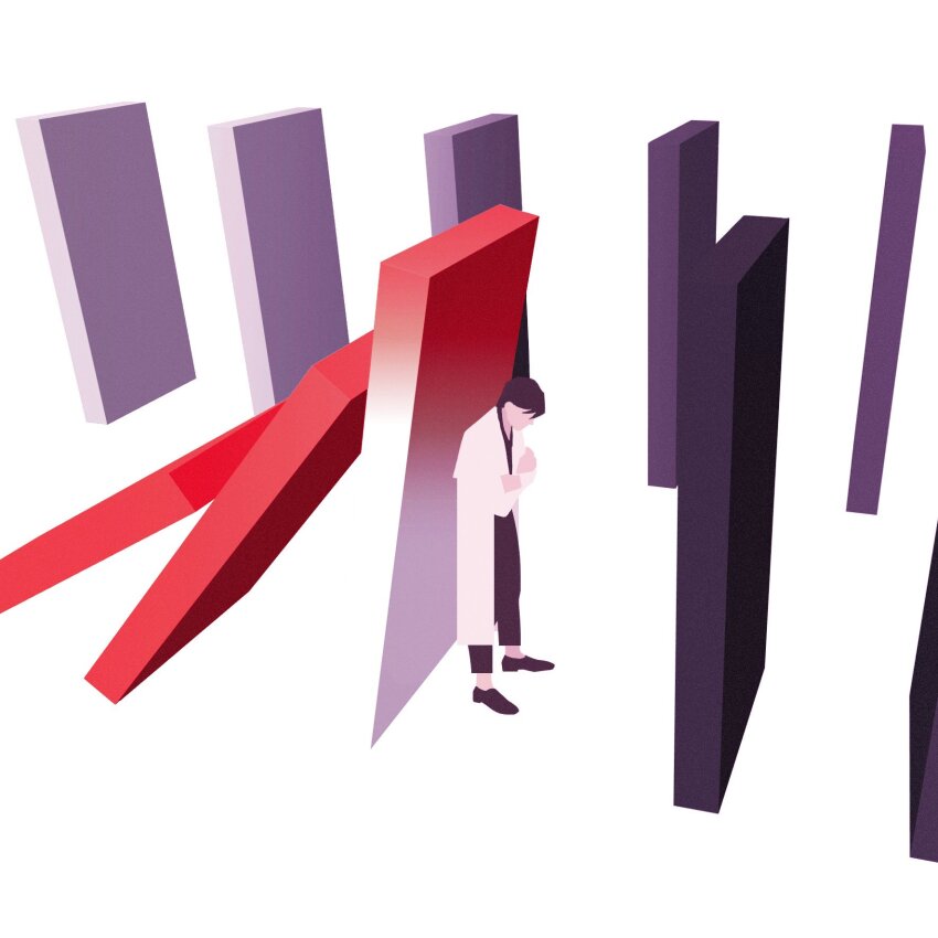 1boy, black_hair, black_shirt, blending, coat, crossed_arms, dominoes, faceless