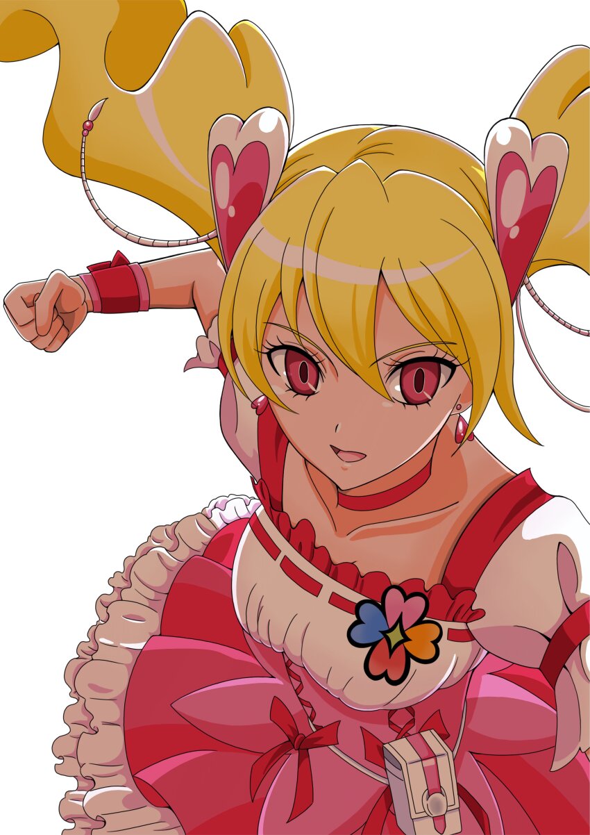 1girl, absurdres, blonde_hair, cure_peach, fresh_precure!, highres, looking_at_viewer, momozono_love, morishita_(moricuremori), precure, tagme