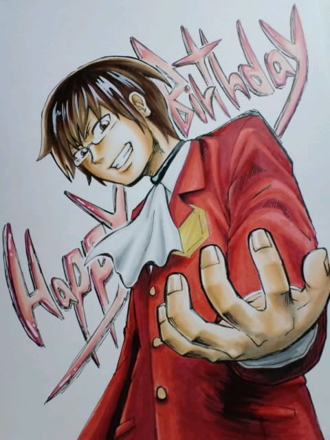 1boy, bad_id, bad_pixiv_id, choker, ascot, glasses, happy_birthday, kami_nomi_zo_shiru_sekai