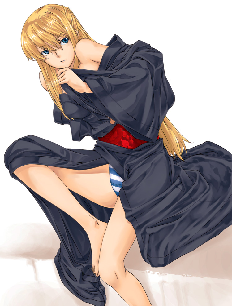 1girl, bad_id, bad_nicoseiga_id, blonde_hair, blue_eyes, female_focus, japanese_clothes, kimono
