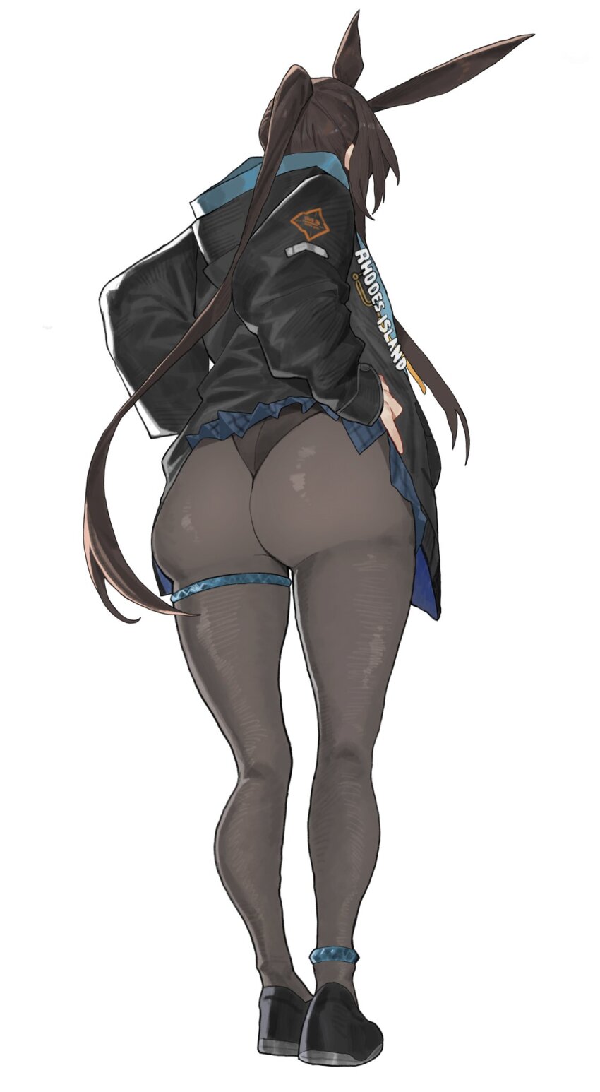 1girl, alternate_ass_size, amiya_(arknights), animal_ears, anklet, arknights, ass, ass_focus