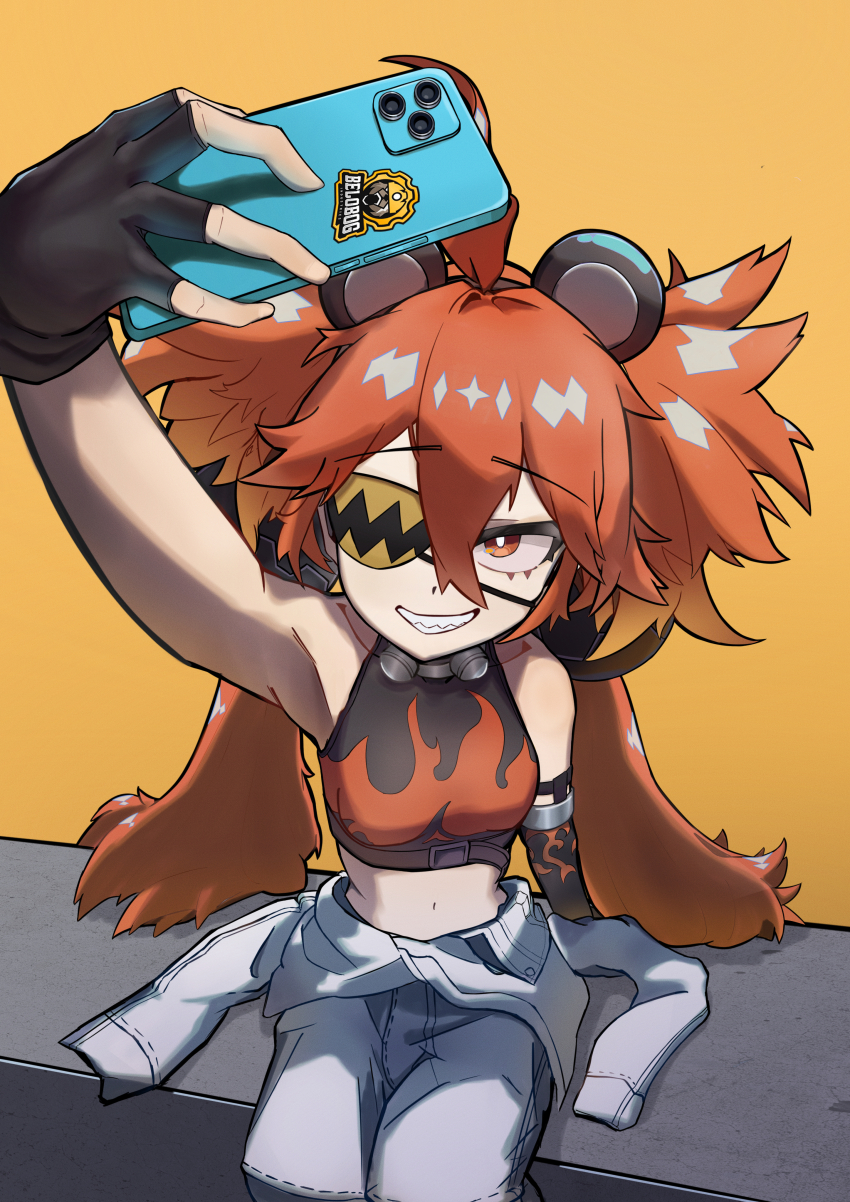 1girl, absurdres, ahoge, animal_ears, bare_shoulders, bear_ears, black_gloves, breasts